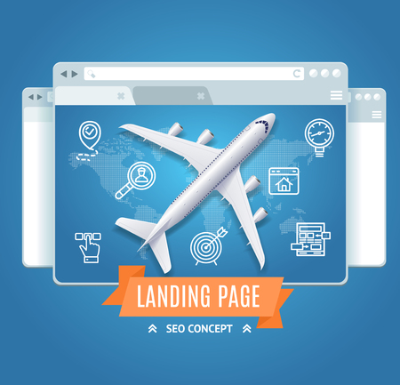 Landing Page Search Engine Seo Concept. Vectorのイラスト素材