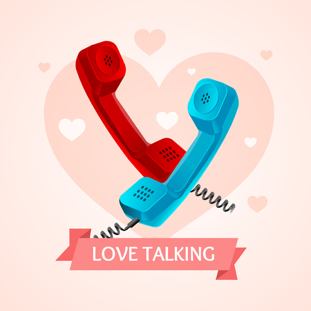 Love Talk Old Phone Concept. vector illustration.のイラスト素材