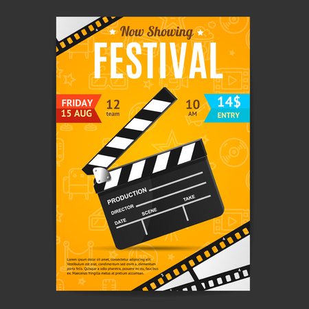 Cinema Movie Festival Poster Card Template. vector illustration.のイラスト素材