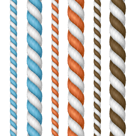 Realistic 3d Detailed Thickness Rope Line Set. Vectorのイラスト素材