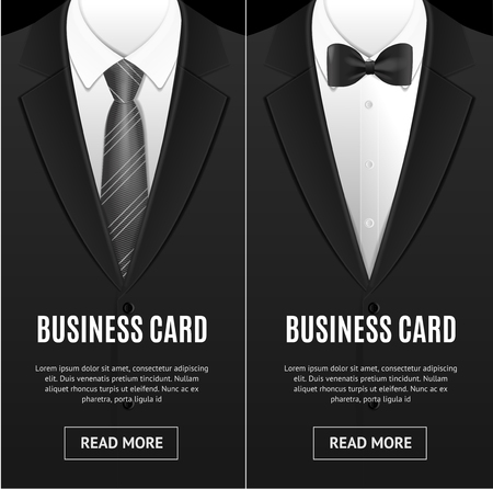 Business Card Bow Tie and Necktie Set. Vectorのイラスト素材