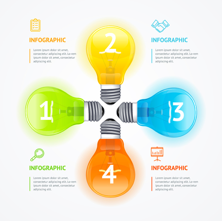 Business Infographic Electric Light Bulb Banner Card.のイラスト素材