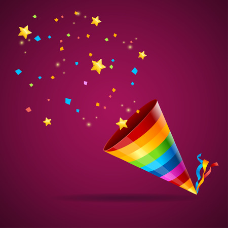 Party Hat and Confetti Background Card. Vectorのイラスト素材