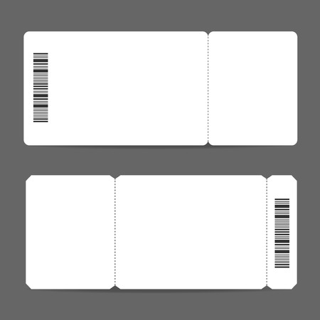 Realistic Detailed 3d White Mockup Tickets Set. Vectorのイラスト素材