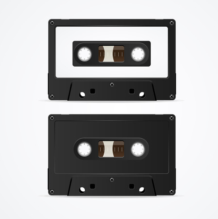 Audio Cassette Tape Mockup Template Blank. Vectorのイラスト素材