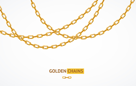 Realistic 3d Detailed Shiny Golden Chain Background Card Decoration Ornament Elements. Vector illustration of Brochure or Posterのイラスト素材