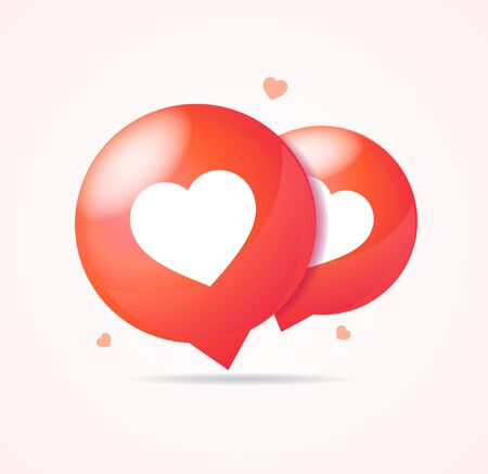 Realistic 3d Detailed Red Bubble with Heart Shape Like Set. Vectorのイラスト素材