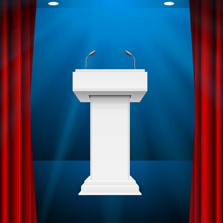 Realistic Detailed 3d Stage Stand or Debate Podium. Vectorのイラスト素材