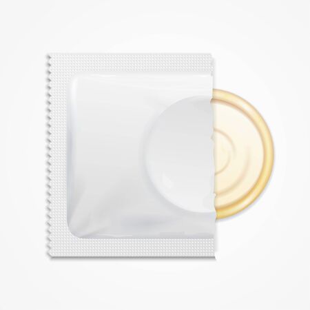 Realistic 3d Detailed Open Condom Pack. Vectorのイラスト素材