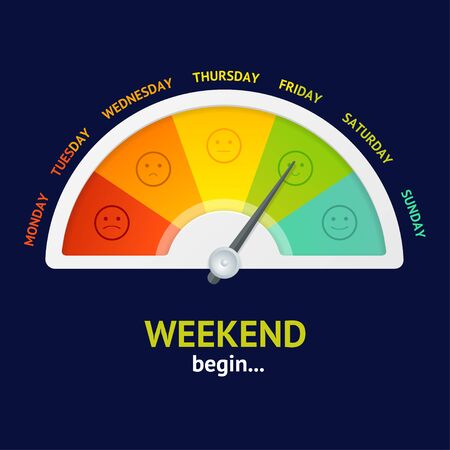 Realistic Detailed 3d Weekend Begin Counter. Vectorのイラスト素材