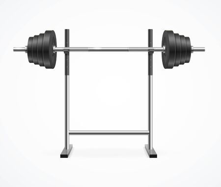 Realistic Detailed 3d Dumbbell on Rack. Vectorのイラスト素材