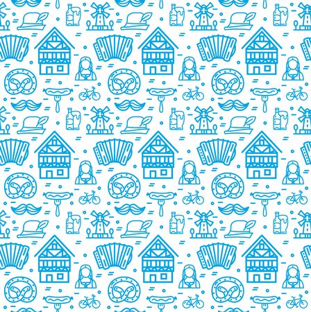 Germany Octoberfest Signs Seamless Pattern Background. Vectorのイラスト素材