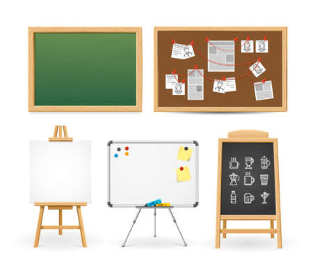 Realistic Detailed 3d Different Types Boards Set. Vectorのイラスト素材