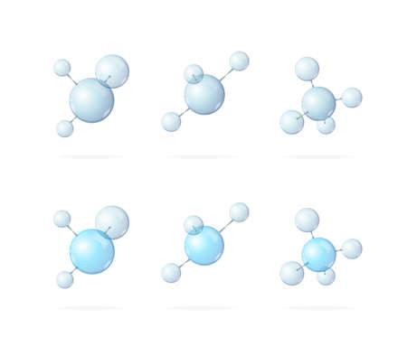 Realistic Detailed 3d Different Types Molecule Set. Vectorのイラスト素材