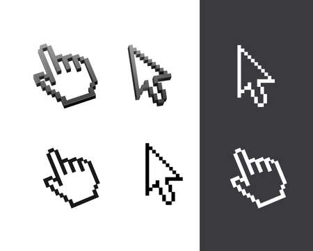 Retro Black Pixel Computer Cursor Set. Vectorのイラスト素材