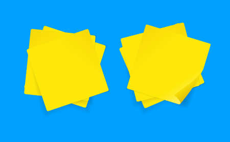 Realistic Detailed 3d Yellow Sticky Note Set. Vectorのイラスト素材