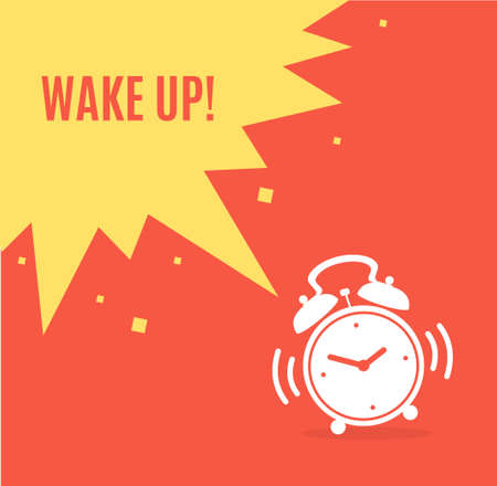 Alarm Clock Concept Banner Flat Design Style. Vectorのイラスト素材