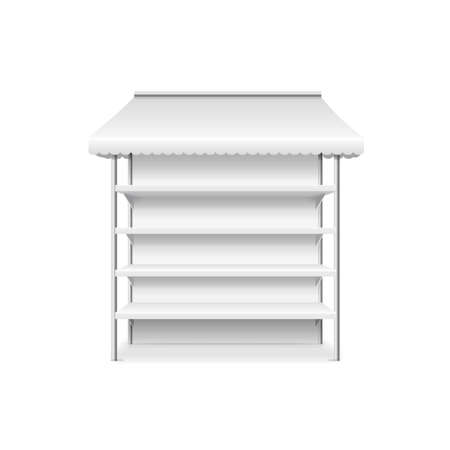 Realistic Detailed 3d White Blank Shop Stall Template Mockup. Vectorのイラスト素材