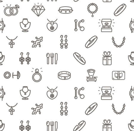 Jewelry Sign Seamless Pattern Background on a White. Vectorのイラスト素材