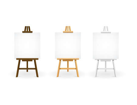 Realistic Detailed 3d Wooden Easel Set. Vectorのイラスト素材