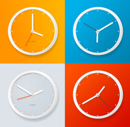 Realistic Detailed 3d Clock Template on a Color Background. Vectorのイラスト素材
