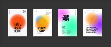 Minimalist Posters Set with Gradient Shape Patterns. Vectorのイラスト素材