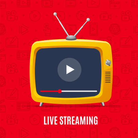 Live Streaming Concept Banner with Realistic Detailed 3d Tv. Vectorのイラスト素材