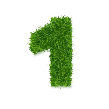 Realistic Detailed 3d Green Grass Number One. Vectorのイラスト素材