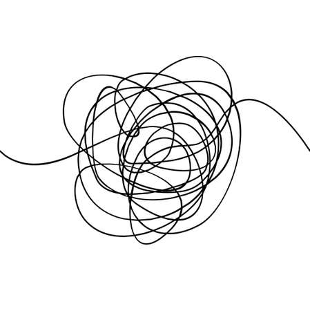 Messy Black Thin Line Abstract Circle Shape. Vectorのイラスト素材