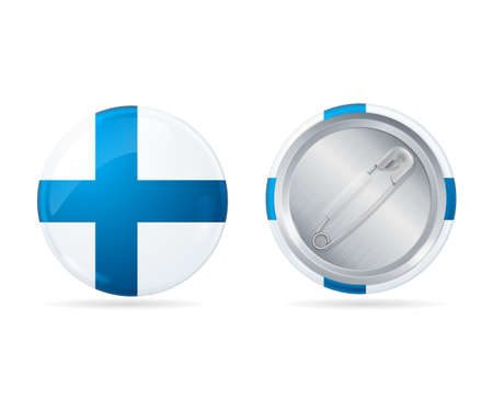 Realistic Detailed 3d Finland Circle Button Badge Pin Set. Vectorのイラスト素材