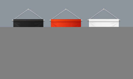 Realistic Detailed 3d Banner Pennant Flag Set. Vectorのイラスト素材