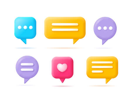 3d Different Speech Bubble Set Cartoon Style. Vectorのイラスト素材