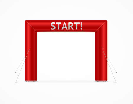 Realistic Detailed 3d Red Square Inflatable Archway. Vectorのイラスト素材