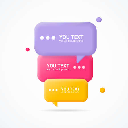 3d Speech Bubbles Banner Card Ad Plasticine Cartoon Style. Vectorのイラスト素材