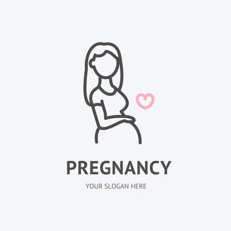 Pregnancy Woman Sign Thin Line Icon Emblem Concept. Vectorのイラスト素材