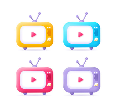 3d Retro Tv Set Plasticine Cartoon Style. Vectorのイラスト素材