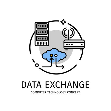 Computer Technology Thin Line Icon Concept. Vectorのイラスト素材
