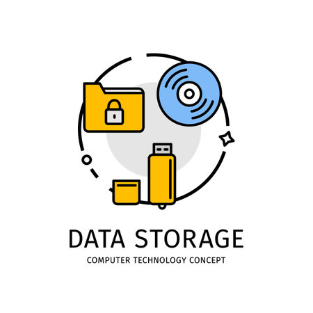 Computer Technology Thin Line Icon Concept. Vectorのイラスト素材