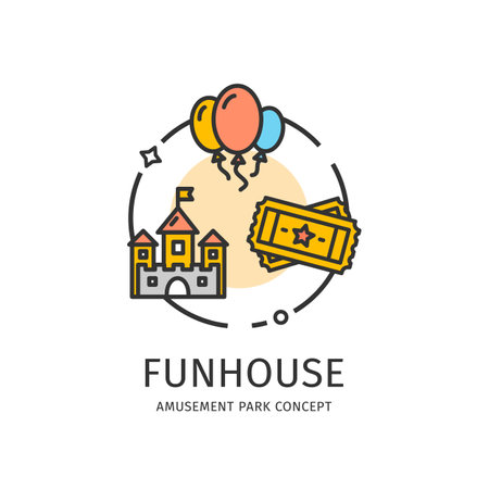 Amusement Park Thin Line Icon Concept. Vectorのイラスト素材