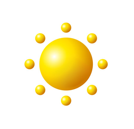3d Yellow Sun with Rays Plasticine Cartoon Style . Vectorのイラスト素材
