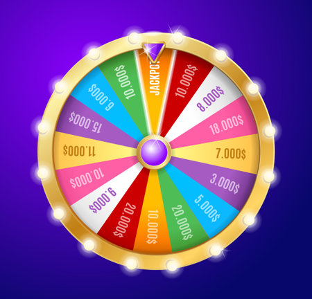 Realistic Detailed 3d Casino Fortune Wheel Jackpot Concept. Vectorのイラスト素材