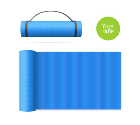 Realistic 3d Detailed Blue Pilates Exercise Mat Set. Vectorのイラスト素材