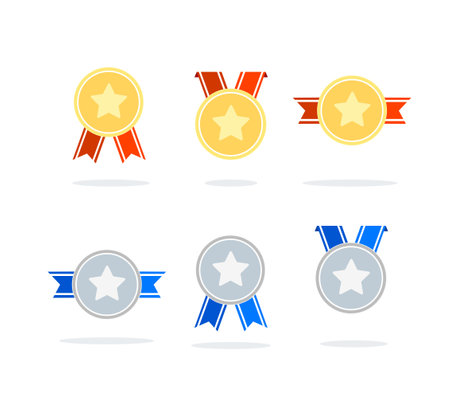 Cartoon Color Different Minimal Awards Set. Vectorのイラスト素材