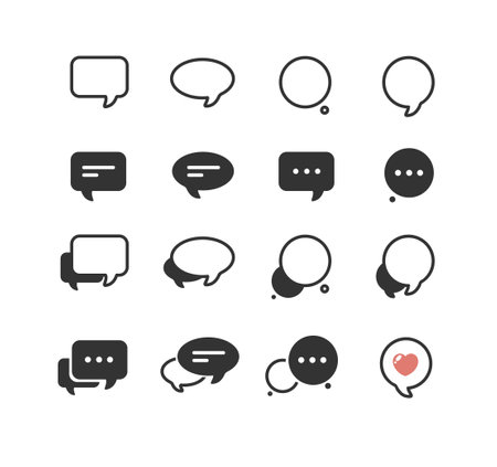 Speech Bubble Sign Thin Line Icon Set. Vectorのイラスト素材