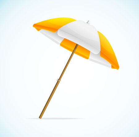 Realistic Detailed 3d Yellow Sun Umbrella. Vectorのイラスト素材