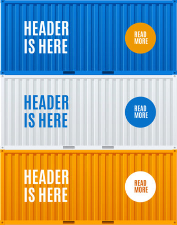 Shipping Cargo Containers Infographics Banners Set. Vectorのイラスト素材