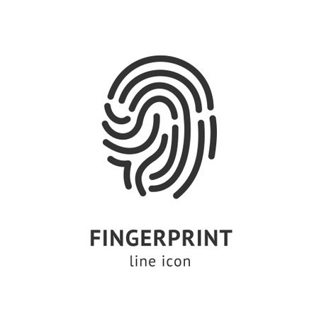 Fingerprint Sign Black Thin Line Icon Emblem Concept. Vectorのイラスト素材