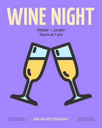 Wine Night Party Concept Placard Poster Banner Card. Vectorのイラスト素材