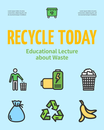 Education Lecture about Waste Recycle Concept Placard Poster Banner Card. Vectorのイラスト素材