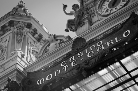 Monte Carlo Casino in black   whiteのeditorial素材